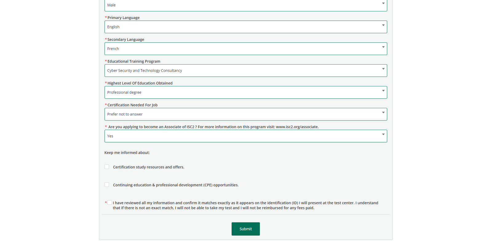 ISC2 Step 3 Screenshot